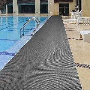 PVC Drainage Floor Mat Non-Slip Commercial Wet Area Mat for Outdoor and Indoor Restaurant Kitchen Bar Swimming Pool Splash Matting Water Drain Flooring Mat,Grey, 3x16.4FT