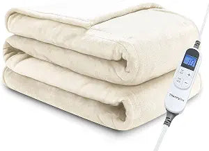 Electric Blanket Full 72"x84" Heated Electric Blankets 10 Heating 12 Time Settings Levels 8 Hours Auto Off Fast Heating and Overheat Protection ETL Certified Machine Washable,Ivory
