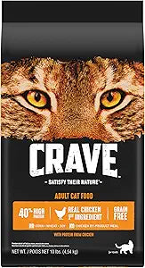 CRAVE Grain Free Adult High Protein Natural Dry Cat Food with Protein from Chicken, 10 lb. Bag