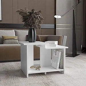 Tuhome Weman 23.6" Wide Modern Coffee Table with Open Storage Shelf, Compact Rectangular Living Room Center Table for Small Spaces, Minimalist Home Office Accent Table with Durable Design and C