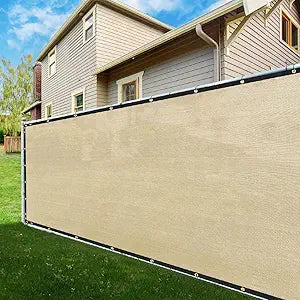 ShadeMart 5' x 50' Fence Privacy Screen Beige Heavy Duty 170 GSM Fencing Mesh Shade Net with Grommets & Zip Ties, 90% Blockage Fence Screen for Balcony Yard Outdoor Garden (We Customize Size)