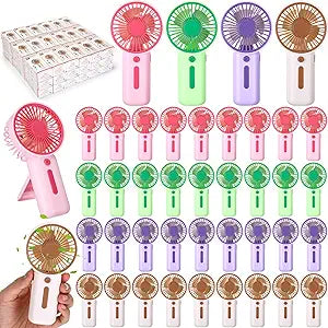 Woanger 60 Pcs Mini Handheld Fan Bulk Small Portable Lash Desk Fan Battery Operated Powerful for Travel Beach Camping (not Included 2 Pcs Aaa Battery)