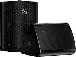 Herdio 5.25 Inches Passive Outdoor Speakers Wired Waterproof, 300 Watts Wall Mount Speakers All Weather for Patio Indoor Deck Countryard (1 Pair, Black)