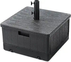 Home Zone Living 119lbs 21" Square Heavy Duty Planter Umbrella Base w/Rolling Wheels & Water Weight Bag for Patio Pool Backyard, Convertible as Table or Planting Box, Supports Up to 11 Ft Umbrella
