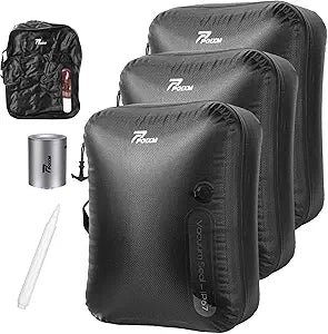 Vacuum Bags for Travel with Wireless Pump, 180 Open Zipper, IP67 Waterproof, Reusable Space Saver Compression Bags for Backpack, Suitcase, Home Storage(3 Pack + Pump)