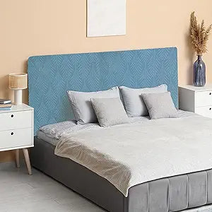 uxcell Bed Headboard Slipcover, 71 Inch Jacquard Fabric Stretch Protector Covers, Dustproof Cover for 1.8m Headboard Bedroom Decor, Blue