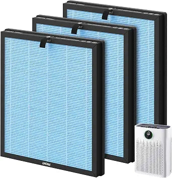 3 Pack HAP603 Replacement Filter Compatible with ECOSELF HAP603 / HAP603WF Air Purifier, 3-in-1 H13 True HEPA Filter with Activated Carbon, # RFHAP603, Blue