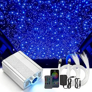 Starlight Headliner Kit, 500pcs 0.03in*9.8ft Fiber Optic Star Lights with Music Sync, 16W RGBW Star Ceiling Light Kit, APP/Remote Control Decor for Car & Home