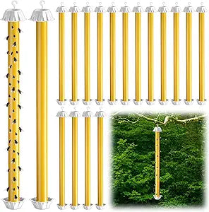16 Pcs Sticky Fly Trap for Outdoor Indoor 23.6 x 2.6 Inch Lasting Adhesive Fly Trap with Hanging Hook Wasps Gnats Bugs Insects Moths Fruit Flies Mosquitoes Spiders Fleas