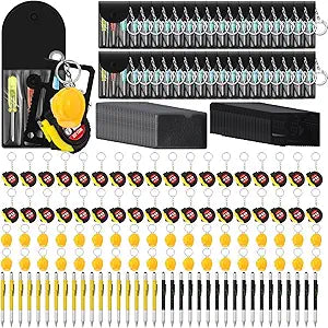 180 Pcs Mini Tape Measure Screwdriver Helmet Set Multitool Pen Credit Card Father's Gift Bulk for Men Adult (Black,Yellow)