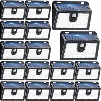 [16 Packs] Solar Motion Sensor Outdoor Lights, Super Bright Solar Lights Outdoor Waterproof, 3 Lighting Modes Security Wall Light for Outside Walking Dog Fence Backyard Deck Garden Door Step Garage
