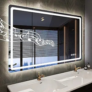 STARLEAD 40"x28" Bluetooth LED Bathroom Mirror with Dimmable Lighting, 3 Color Temperature, Anti-Fog, Touch Control, Wall Mounted Vanity Mirror for Daily Routines