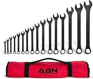 ABN Standard Wrenches Set - 16 Piece SAE Combination Wrench Set 1/4in to 1-1/4in SAE Wrench Set with Roll Up Pouch