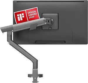 3IDEE Flexi Pro Monitor Arm Monitor Mount for Desks (up to 40" & 11 kg)  Curved, Heavy Duty, Spring-Assisted, Height-Adjustable & Fully Articulated  VESA 75/100, Slim Aluminum Design  Space Grey