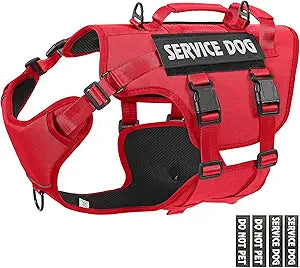 Service Dog Vest Harness for Large Dogs,No Pull with 3 Leash Clips,Tactical Working Vest with 4 Pet Patches,Reflective Oxford No Choke Pet Vest with Easy Control Handle for Walking Hiking Training