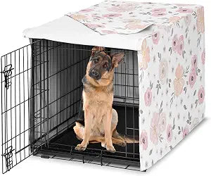 Sweet Jojo Designs 48in. Large Dog Crate Cover (Pink/Grey Boho Floral) for Girls Pet Cage, Kennel Covers (Watercolor, Flower, Elegant Rose, Bohemian, Shabby Chic, Farmhouse, Nature, Blush & Gray)