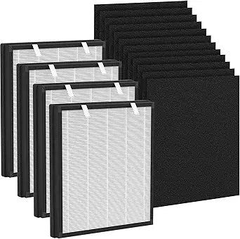 M6 P285WH Replacement Filter Compatible with Samrado M6 P285WH Air Purifier, 4 HEPA Filters and 12 Activated Carbon Pre-filters for Pet Household