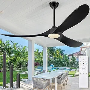 Eliora 52 Inch Ceiling Fans with Lights and Remote Control, Outdoor Ceiling Fan with Light High cfm Outdoor Ceiling Fan for Patio, Porch, 6 Speed Propeller Quiet DC Motor ETL Listed-Matte Black
