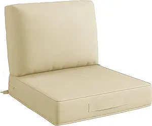 Codi Outdoor Chair Cushions for Patio Furniture 24x24, Waterproof Deep Seat Cushion Replacement for Outside Couch, Sofa, Washable Removable Cover with Handle & Adjustable Straps, Beige