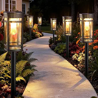 Jyoiat 6 Pack Outdoor Solar Pathway Lights - Solar Landscape Lights Outdoor Walkway Solar Garden Lights for Lawn, Path, Yard Decor (Warm White)