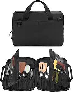 samdew Chef Knife Bag with 20+ Slots, Professional Chef Storage Case with Lockhole & Multiple Pockets, Knife Carrier Travel Knife Roll Bag for Kitchen Tools & Chef Utensils, Patent Design, Bag Only