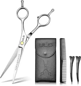 ULG 6.5" Silver Premium Hair Scissors, Professional Hair Cutting Scissors
