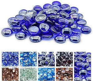 GasSaf Blue Fire Glass Beads for Outdoor Fire Pit, Fireplace, Replaces Existing Gas Logs & Lava Rocks, 3/4 Inch Glass(20 Pound)(Cobalt Blue)