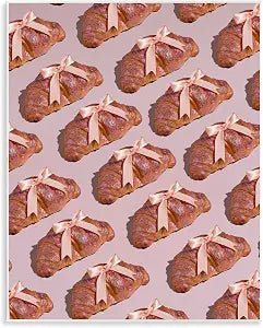 Croissants with Ribbons Pattern, 11 x 14 Inch Mounted Print on Wall Plaque