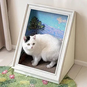 PETKARAY Art Frame Cat Scratch House, Oil Painting Kitty Scratcher Cardboard House, Large Cat Cave with Replaceable Scratching Boards