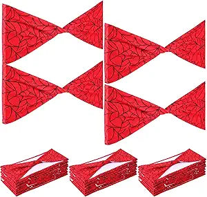 Newwiee 24 Pcs Spiderweb Stretch Chair Cover Sashes 6 x 14 Inch Elastic Chair Band Ties for Spiderweb Birthday Party Decorations Supplies