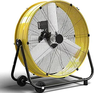 24 Inch Industrial Drum Fan, 8800 CFM High Velocity floor Fan, Heavy Duty, 3-Speed, 360 Fully Adjustable Tilt, Portable Wheels & Handle for Commercial, Warehouse, Garage, Workshop, Gym-ETL Certified