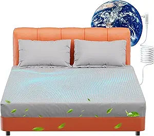 Grounding Sheets Queen,10% Pure Silver Fiber+90% Organic Cotton,Deep Pocket Grounding Bed Sheets.Grounded Fitted Sheets Set.