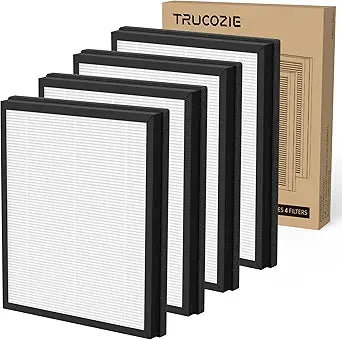 4 Pack Trucozie T356 Replacement Filter for T356 Air Purifier, 3-IN-1 H13 True HEPA and High-Efficiency Activated Carbon Filter for Dust Pet Hair & Odors Smoke, Original Version