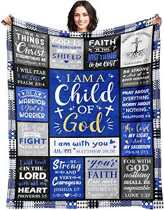 Christian Gifts for Men - Baptism Gifts for Boys & Men - Bible Verse Christian Blanket - Inspirational Birthday Religious Catholic Spiritual & Confirmation Gift for Teen Boys - Baptism Blanket 60"x80"