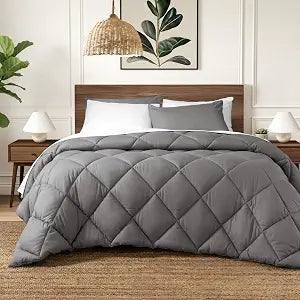 Ivy Union Comforter Set - Comfy, Breathable, All Season - Down Alternative Comforter & Shams - Ultra-Soft, Fluffy, Lightweight - Diamond Pattern Quilting for Durability (Twin/Twin XL, Grey)