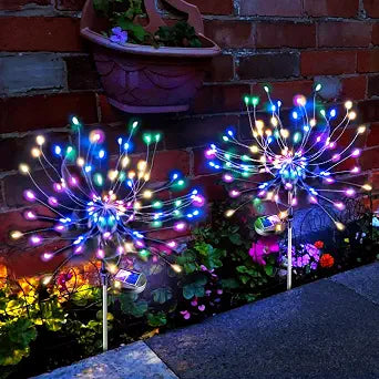Anordsem Solar Firework Lights Outdoor Garden Fairy Lights 2 Pack Colorful