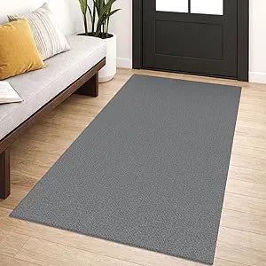 Lansny Washable Entryway Rug 3x5 Area Rugs Cotton Braided Throw Rug with Rubber Backing Indoor Door Mat for Kitchen Living Room Entrance, Grey