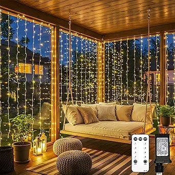 suddus 900 LED Christmas String Lights Outdoor, 9.8x29.5ft Curtain Lights Plug in with Remote,Wall Hanging Lights for Christmas,Dorm,Wall,Window,Wedding,Party,Birthday Decor,Warm White