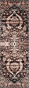 Superior Indoor Non-Slip Runner Rug, Rustic Floor Decor, Bohemian Rug for Living Room, Bedroom, Office, Kitchen, Dining, Washable Rugs, Foam Backing, Oswell Collection, 2' 7" x 8', Chocolate