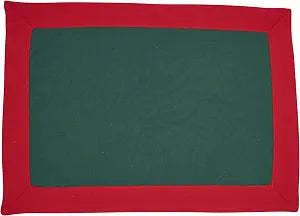 SARO LIFESTYLE Classic Border Placemats (Set of 4) - Everyday Placemats for Casual Dining, Family Meals and Layered Table Settings, 14"x20", Green