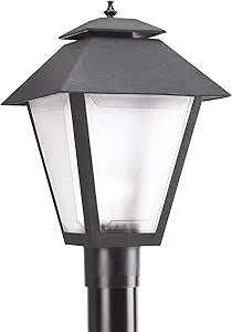 Generation Lighting 82065-12 Polycarbonate One Light Outdoor Post Lantern Outside Lighting, Black Finish, 1-Light, cETL Listed, Safety Rated for Wet Locations, Aluminum Construction