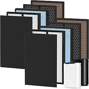 2 Packs 8L HEPA Carbon Replacement Filters Set Compatible with Okaysou Airmax 8L Air Purifi-er, 2 pcs carbon pre-filter+2pcs HEPA Filters+ 2pcs Activated Carbon Filters