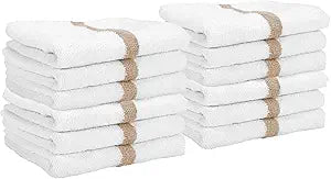 Arkwright White Hand Gym Towels - Pack of 12 - Bulk 100% Cotton Soft Quick Dry Sweat Absorbent Hotel Quality Towels for Workout, Bathroom, Spa, Pool, 16 x 27 in, Beige
