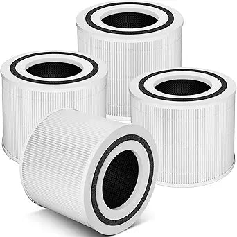 4 Pack 240 Replacement Filter Compatible with Puro 240 Air Purifier, 3-in-1 High-Efficiency Filtration with Activated Carbon Filter for Air Particles, Odor and Smoke, White