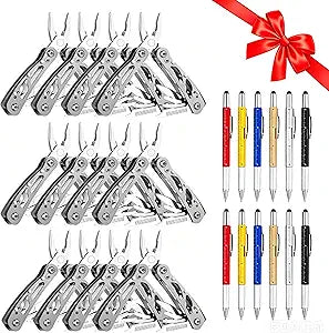 Copkim 24 Pcs Father's Day Multitool Gift Set, 6 in 1 Multi Tool Pen & Stainless Steel Pocket Pliers, Ideal Gifts for Men, Dad and Husband, Outdoor Camping and Daily Use(Grey)