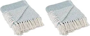 DII Woven Throw Collection 100% Cotton, Basketweave, 50x60, Storm Blue (Pack of 2)
