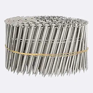 Stainless Steel Siding Nails - 2x0.09 Ring Shank 15 Degree Coils, 3600 Count Small Cap Coil Roofing Ring Shank Siding Nails for Siding and Fencing, Etc