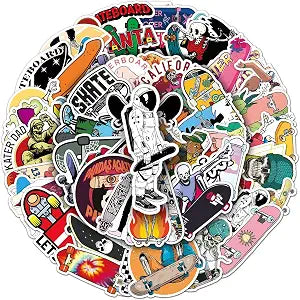 Cool Skateboard Stickers, 50 Pcs Finger Skateboarding Stickers for Adults, Vinyl Waterproof Sticker Packs Bulk for Laptop Water Bottles Suitcase Phone Case Luggage Car