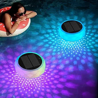 VICHTOP Solar Floating Pool Lights, RGB Color Float Pool Lights, IP68 Waterproof, Pool Decor Lighting Accessories for Inground, Above Ground Pools, Outdoor, Garden, Party Decoration