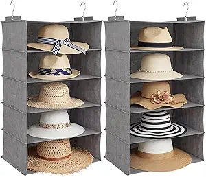 Wesiti 2 Pack Oversized Sun Hat Storage for Closet Hat Hanging Organizer 20 Inch 10 Shelf Large Hats Rack Cowboy Organization Storage for Wide-brimmed, Sun, Cowboy, Fedora Hats Holder Collection